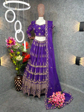 Purple embroidered attractive partywear Lehenga