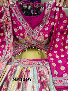 Niks collection - pink crepe silk printed lehenga