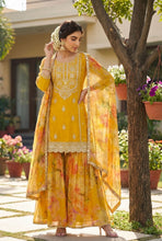 Yellow floral chinon silk palazzo
