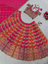 Orange and pink diamond Lehenga
