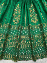 Green and gold malbari silk Lehenga