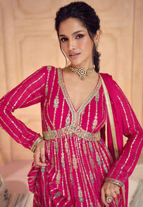 Janisha pink georgette partywear anarkali