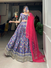 Bridesmaids - chinon digital print lehenga in purple