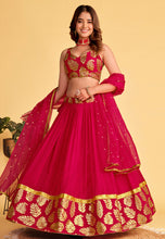 Sara - magenta leaf emblem Lehenga
