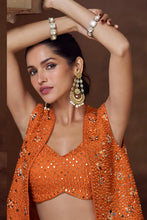 Burnt orange palazzo set with short mirror jacket