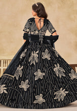 Black sequins leaf embroidered silk Lehenga