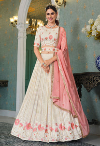 Pearl white A line georgette Lehenga with belt