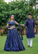 Cinderella blue sequins readymade Lehenga (matching men’s kurta available)