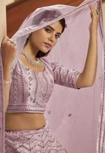 Dusty pink diamond silk Lehenga