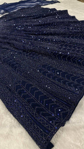 Midnight blue sequinned partywear Lehenga