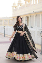 Black blooming georgette sequins Lehenga (skirt stitched)