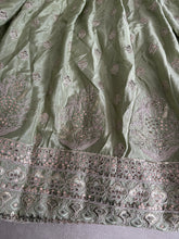 Pastel green chiffon embroidered Lehenga