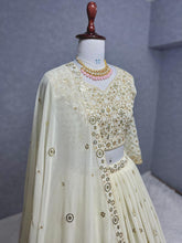 Sequins and bead work off white Lehenga
