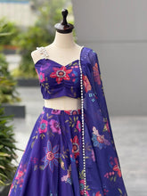 Violet floral organza silk readymade Lehenga
