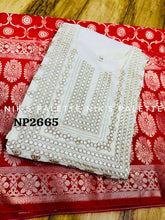 Niks collection - off white jacquard silk anarkali (plus size option)