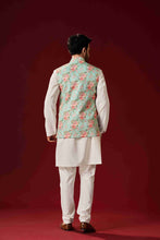 Menswear - mint green floral kurta set