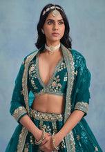 Teal art silk Lehenga