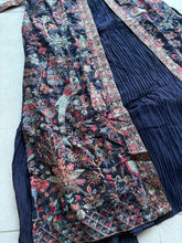 Navy blue gown with jacket and belt