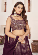Wine partywear georgette Lehenga