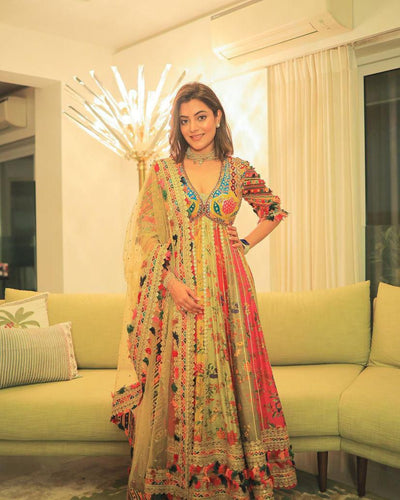 Avneetkaur and Nisha Aggarwal inspired printed anarkali readymade