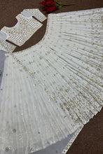 Sequins and bead work off white Lehenga