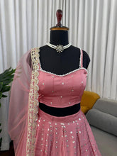 Blush pink sequinned lehenga