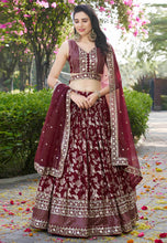 Maroon dola silk jacquard Lehenga