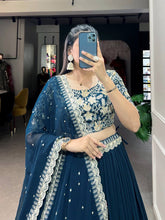 Teal Georgette Lehenga - readymade
