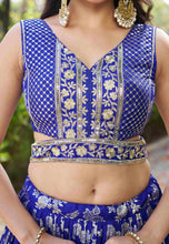 Royal blue dola silk jacquard Lehenga