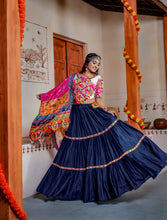 Three Tal traditional Lehenga Choli in blue (kids & men matching available)