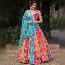 Multi colour digital print bright lehenga