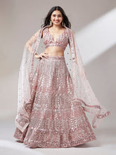 Rosegold Net Mirror & Sequins Embroidery