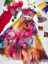 Multicolour Bardot style with flute sleeves readymade Lehenga