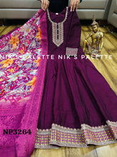 Niks collection - purple modal chanderi silk anarkali (plus size option)