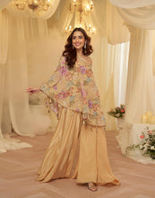 Gold beige crepe Indo western palazzo suit