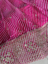 Pink Leheriya print organza lehenga