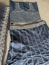 Steel blue Rangoon silk Lehenga with rainbow sequins