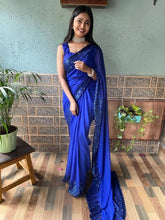 Ready to wear saree with cut work border and belt (one minute saree)