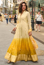 Ivory and mustard silk anarkali
