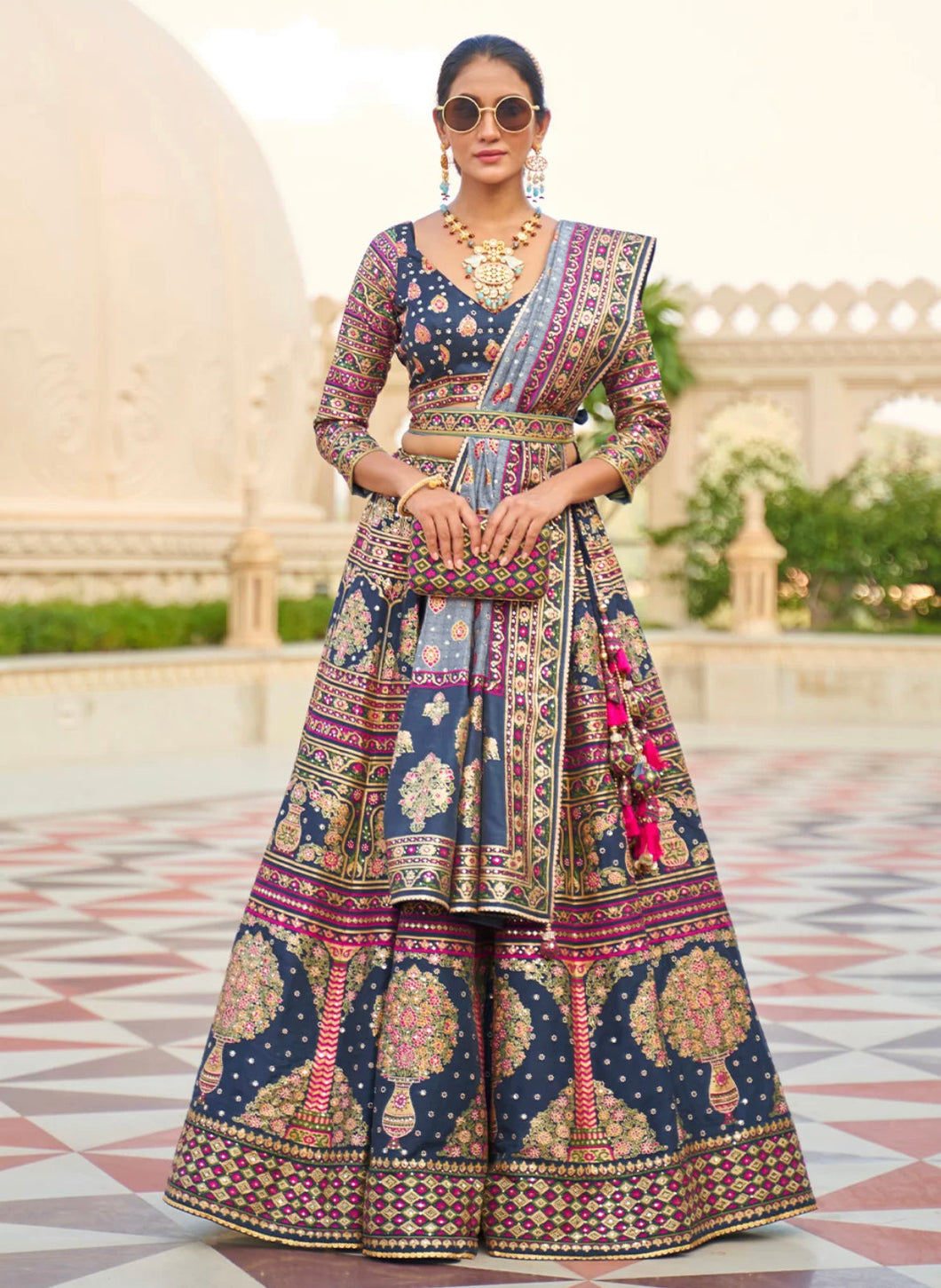 Riyana - rajwadi silk floral Lehenga in blue