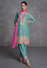 Sea green and pink palazzo set