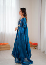 Royal blue anarkali in fendi silk