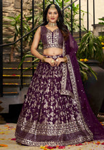 Wine dola silk jacquard Lehenga