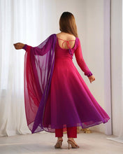 Purple pink shaded anarkali set readymade