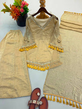 Gold palazzo crush with mirror work