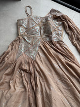 Beige gold chinon silk gown