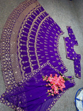 Purple embroidered attractive partywear Lehenga