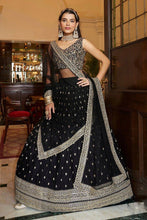 Black and gold sequins Lehenga
