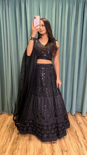 Black all over sequin partywear Lehenga