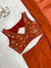 Rust ready to wear sharara saree (XS-XXL)